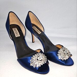 Badgley Mischka Blue Satin Rhinetone Heels